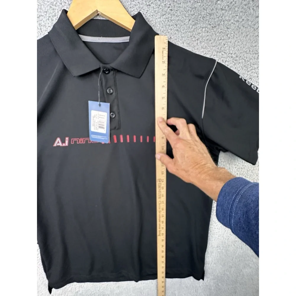 Vintage Reebok Allen Iverson AI Nine Polo Shirt Black Red Mens XL NWT Deadstock